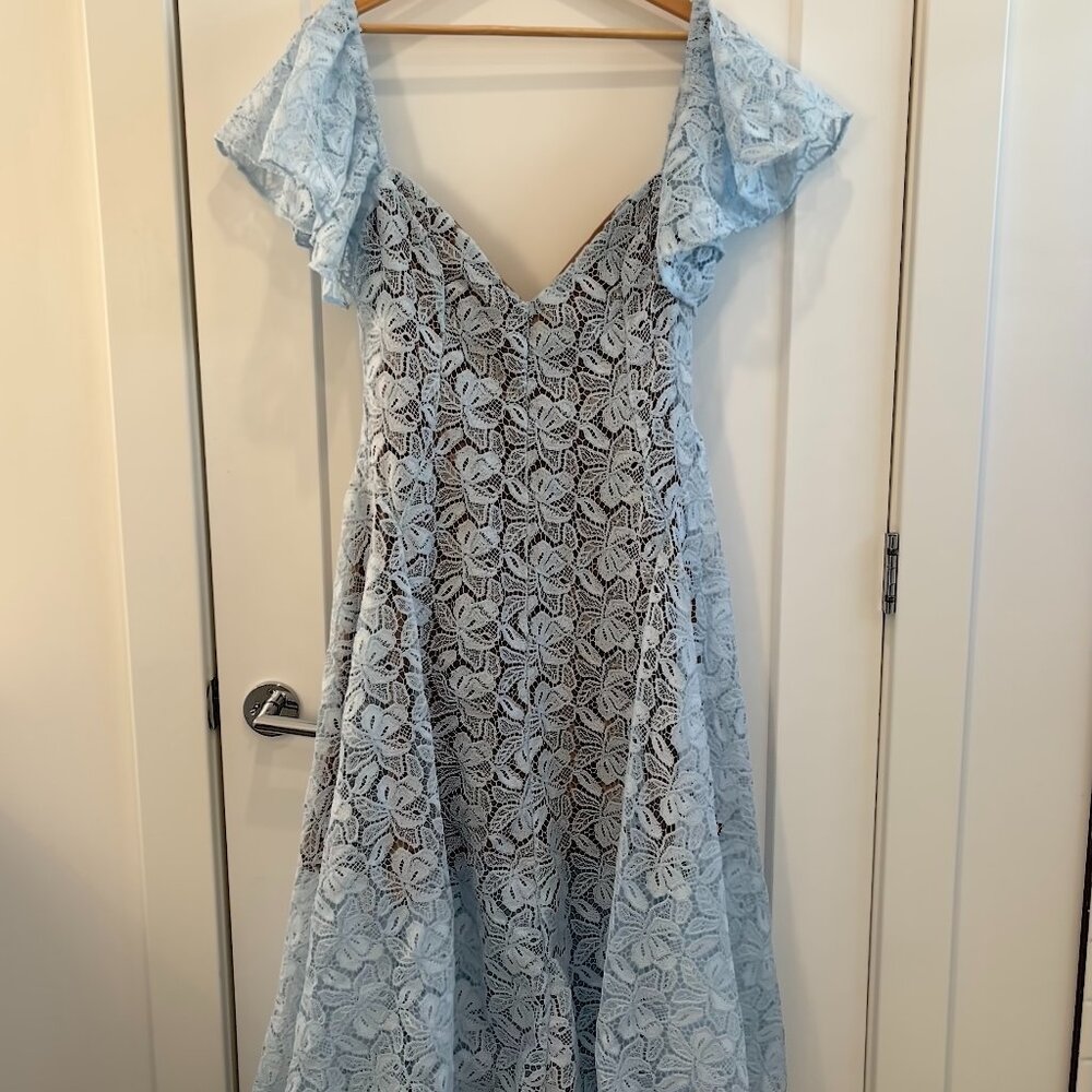 House of cb Austen Bluebell Floral Lace Midi Dress, Size Large, New with tags